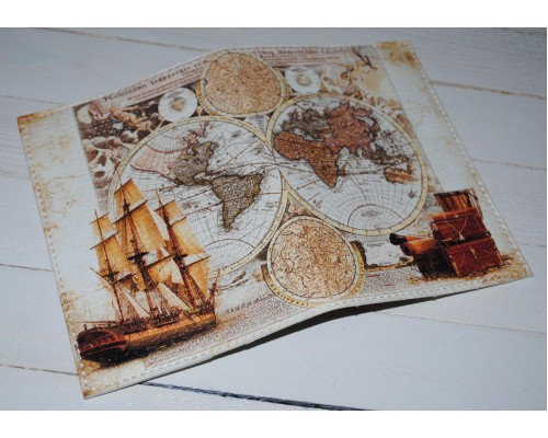 Винтажная обложка на паспорт -Карта-