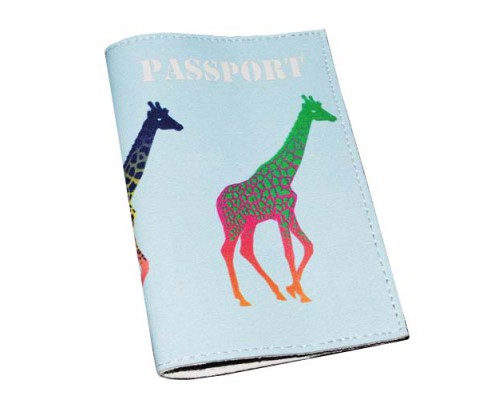 Кожаная обложка для паспорта -Жирафы-(ТОЛЬКО ДЛЯ ОПТОВОГО ЗАКАЗА)