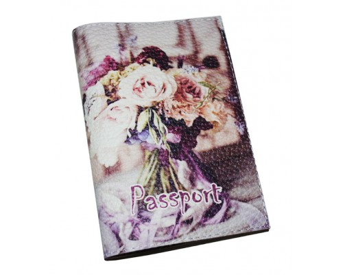 Кожаная обложка для паспорта цветы -Букет-(ТОЛЬКО ДЛЯ ОПТОВОГО ЗАКАЗА)