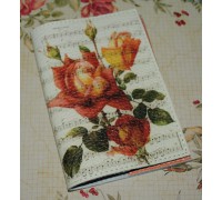 Кожаная женская обложка для паспорта -Ветка розы с нотами-(ТОЛЬКО ДЛЯ ОПТОВОГО ЗАКАЗА)