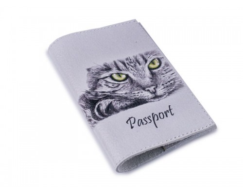 Кожаная обложка для паспорта -Кошечка-