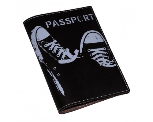 Кожаная обложка для паспорта -Кеды-