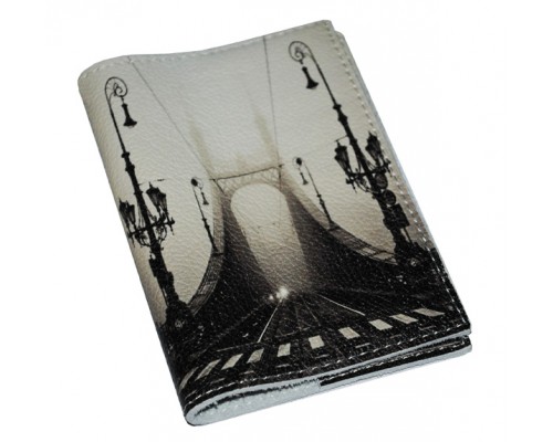 Обложка для паспорта -Мост  в тумане-