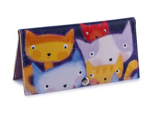 Женский кошелек -Разноцветные коты-. Ручная работа