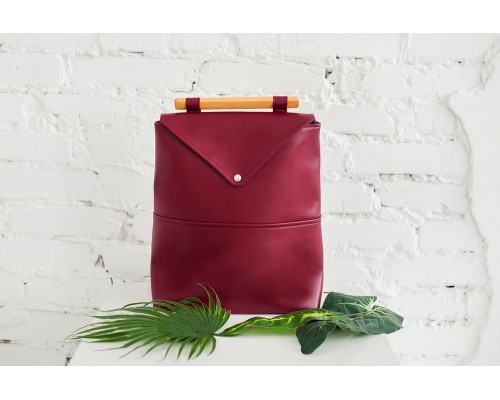 Женский кожаный рюкзак Skins "Wine"