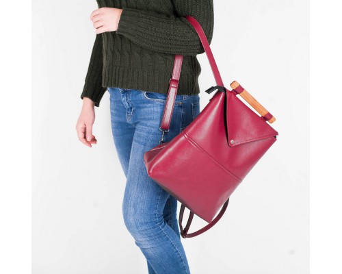 Женский кожаный рюкзак Skins "Wine"