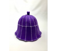 Банная шапка Клетка фиолетовая, фетр