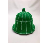 Банная шапка Клетка зеленая, фетр