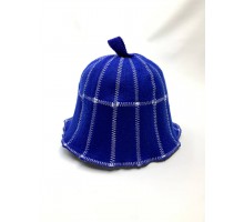 Банная шапка Клетка синяя, фетр