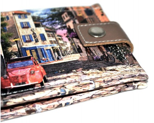 Цветной яркий кошелек "Авто в уютном дворике" 