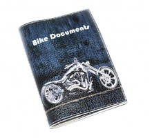 Обложка на автодокументы кожа -Bike Documents-