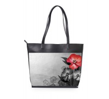 Вместительная женская сумка "Красный цветок"