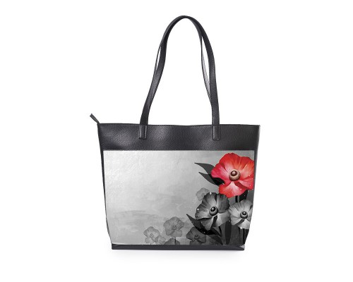 Вместительная женская сумка "Красный цветок"
