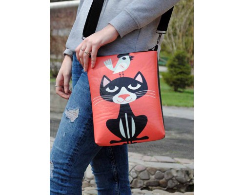 Женская сумка через плечо "Кот с воробьем" (ТОЛЬКО ДЛЯ ОПТОВОГО ЗАКАЗА)