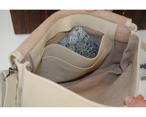 Женская сумочка из натуральной кожи бежевая Skins Beige