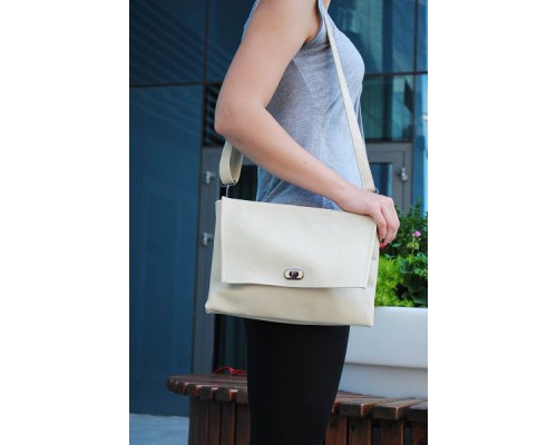 Женская сумочка из натуральной кожи бежевая Skins Beige