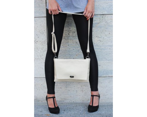 Женская сумочка из натуральной кожи бежевая Skins Beige