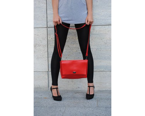 Женская сумочка из натуральной кожи красная Skins Red