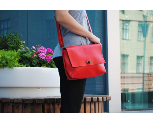 Женская сумочка из натуральной кожи красная Skins Red