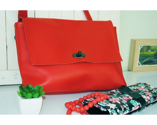 Женская сумочка из натуральной кожи красная Skins Red