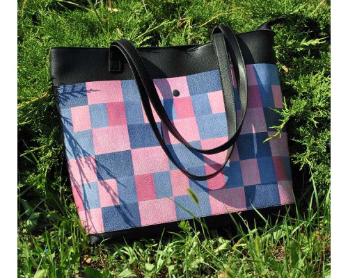 Женская сумка-шоппер "Розовая клетка"