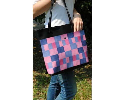 Женская сумка-шоппер "Розовая клетка"